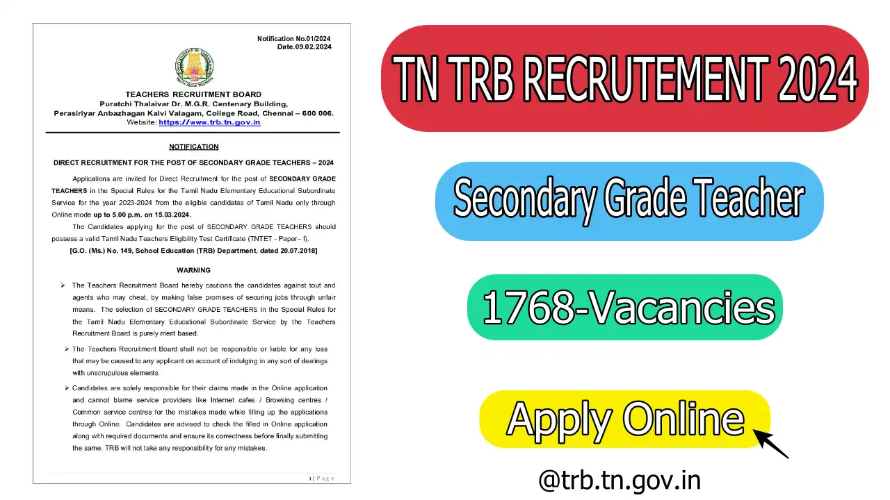 TN TRB Recruitment for Secondary grade Teacher 2024
